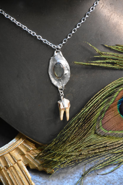 Labradorite tooth necklaces