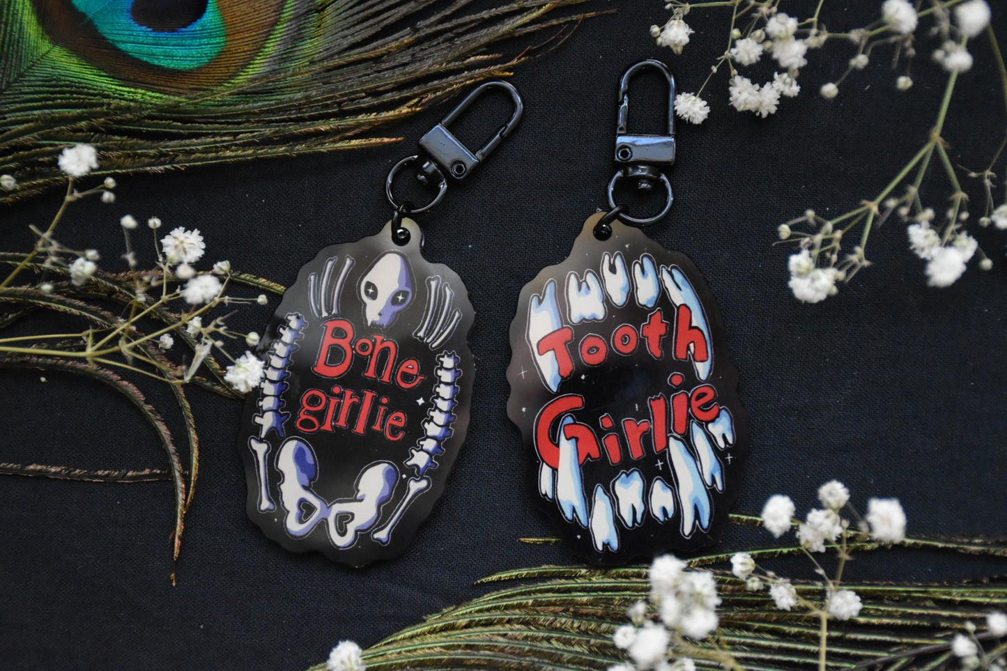 Bone/tooth girlie keychain