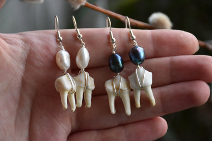 Tooth pearl earrings