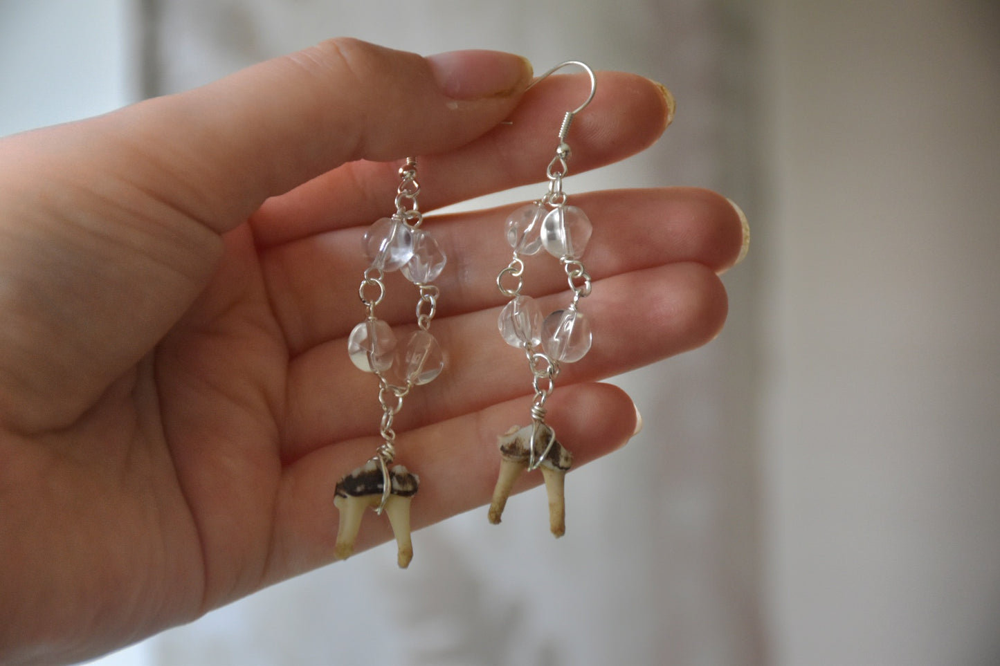 Glass bead tooth earrings