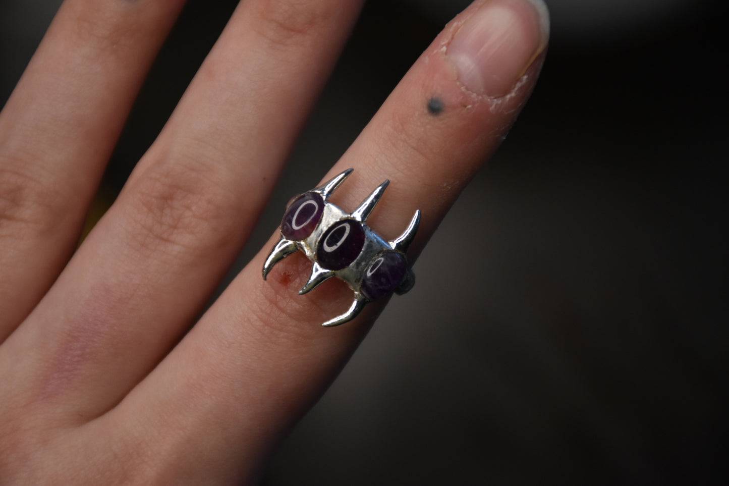 Amethyst spike rings