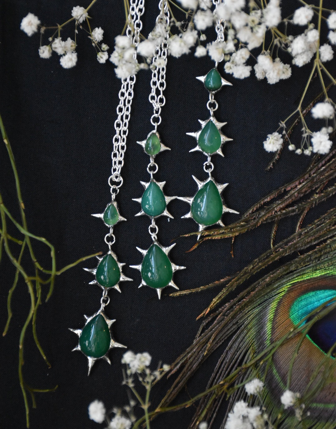 green spike necklaces