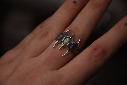 Labradorite spike rings