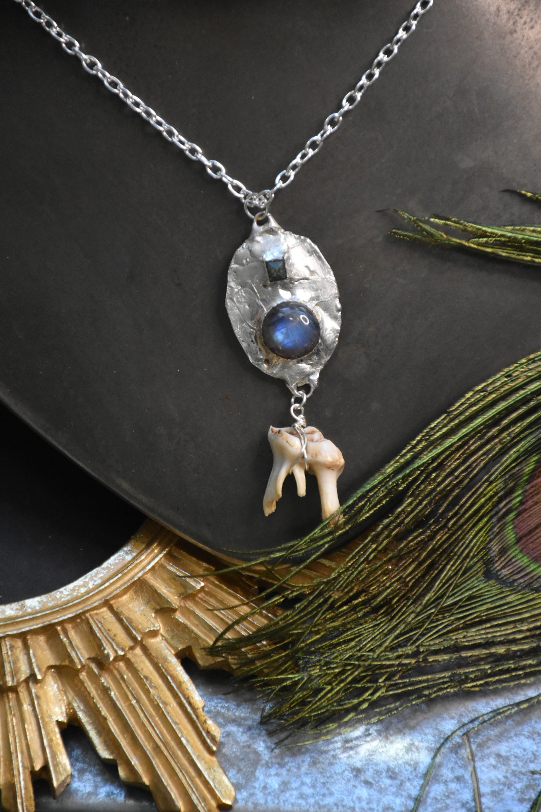 Labradorite tooth necklaces