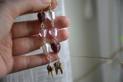 Glass bead tooth earrings