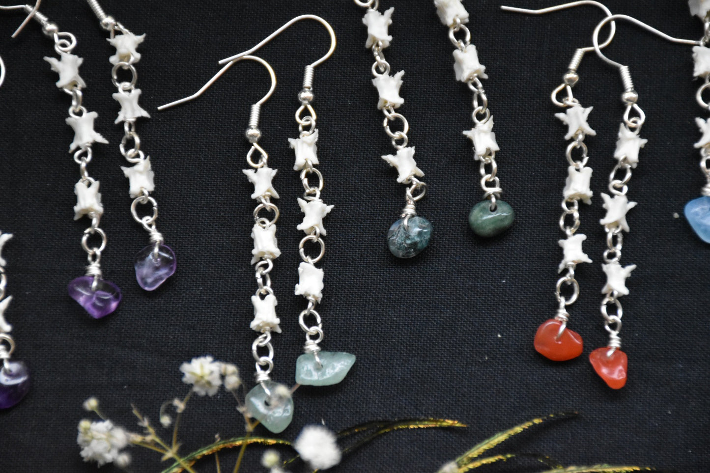 Dangly snake spine earrings