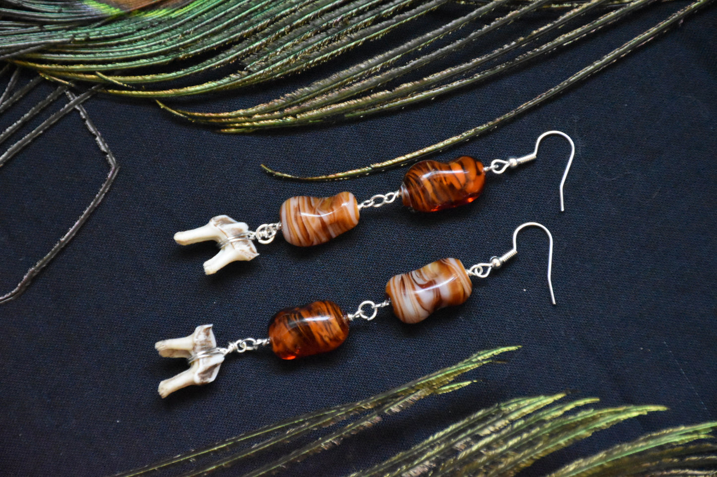 Second hand bead tooth earrings