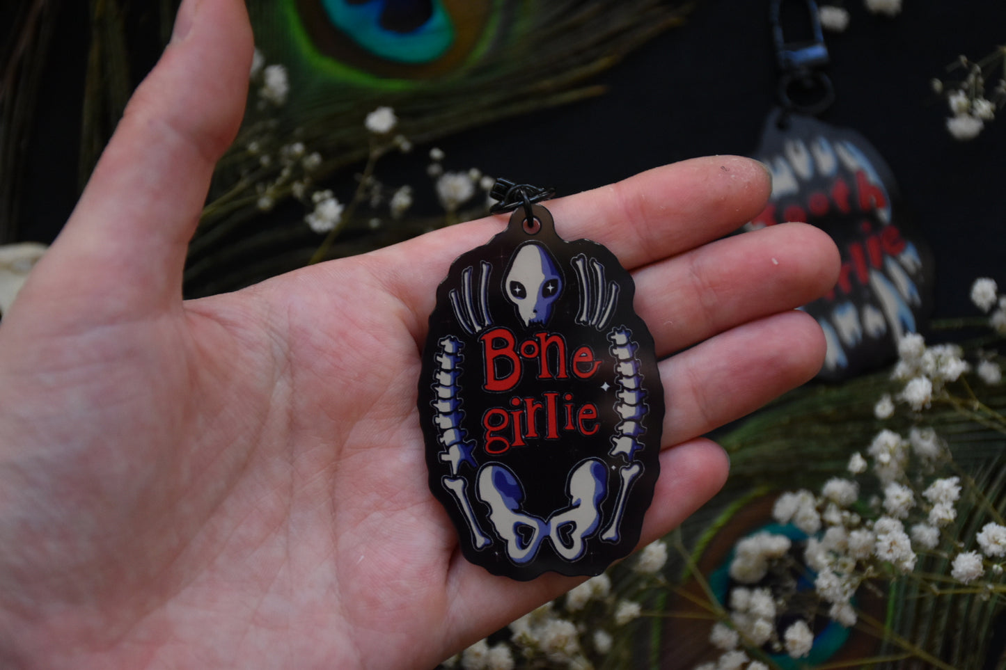 Bone/tooth girlie keychain