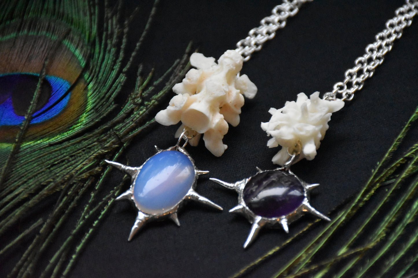 Soldered crystal snake necklaces