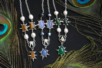 soldered crystal pearl necklaces