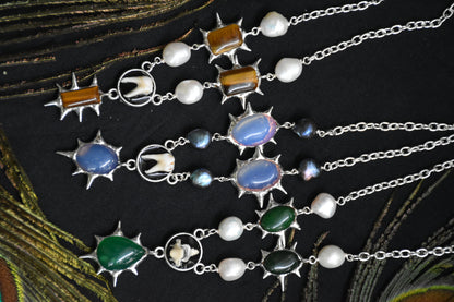 soldered crystal pearl necklaces