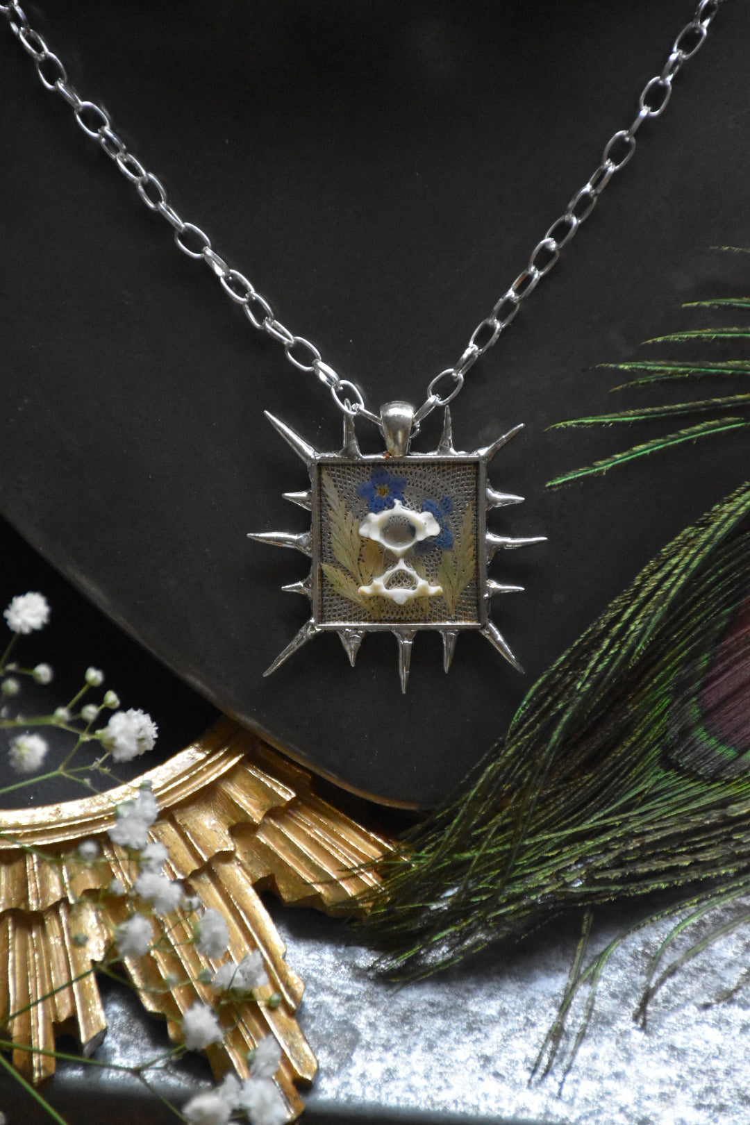 Soldered rat bone flower necklaces