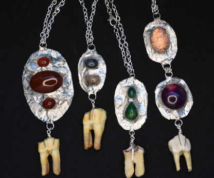 Crystal tooth necklaces