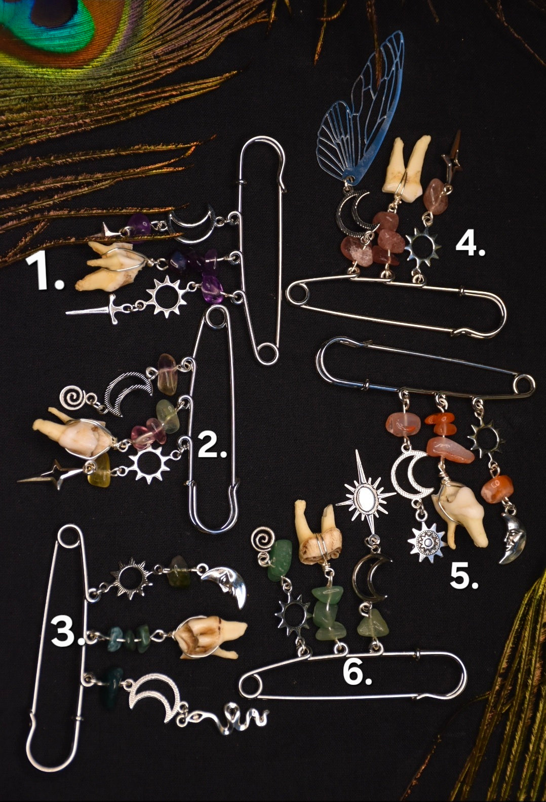Safety pin tooth charms