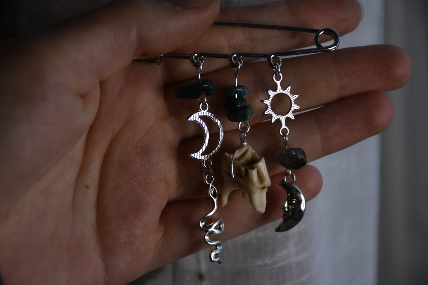 Safety pin tooth charms