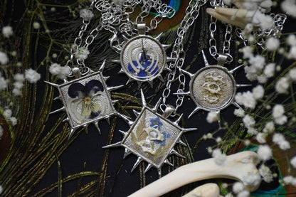 Soldered rat bone flower necklaces