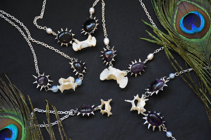 Fox bone amethyst necklaces