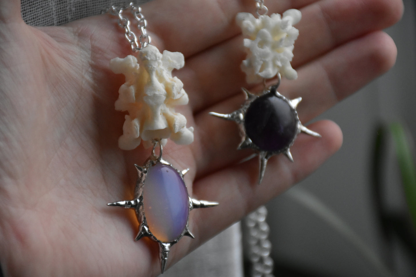 Soldered crystal snake necklaces
