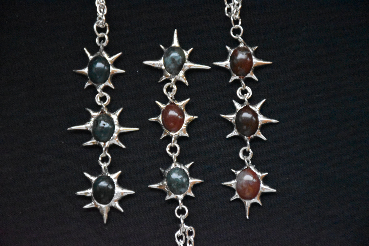 Moss agate star necklaces