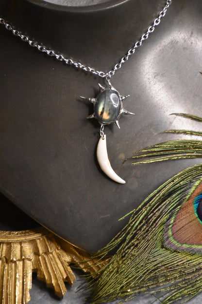 Labradorite fox fang necklace