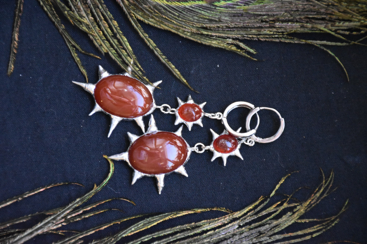 Red agate crystal earrings